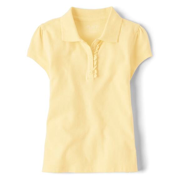 New CHILDRENS PLACE Girls Uniform Ruffle Pique Polo SIZE S (5-6) Pale Sun - Picture 1 of 5